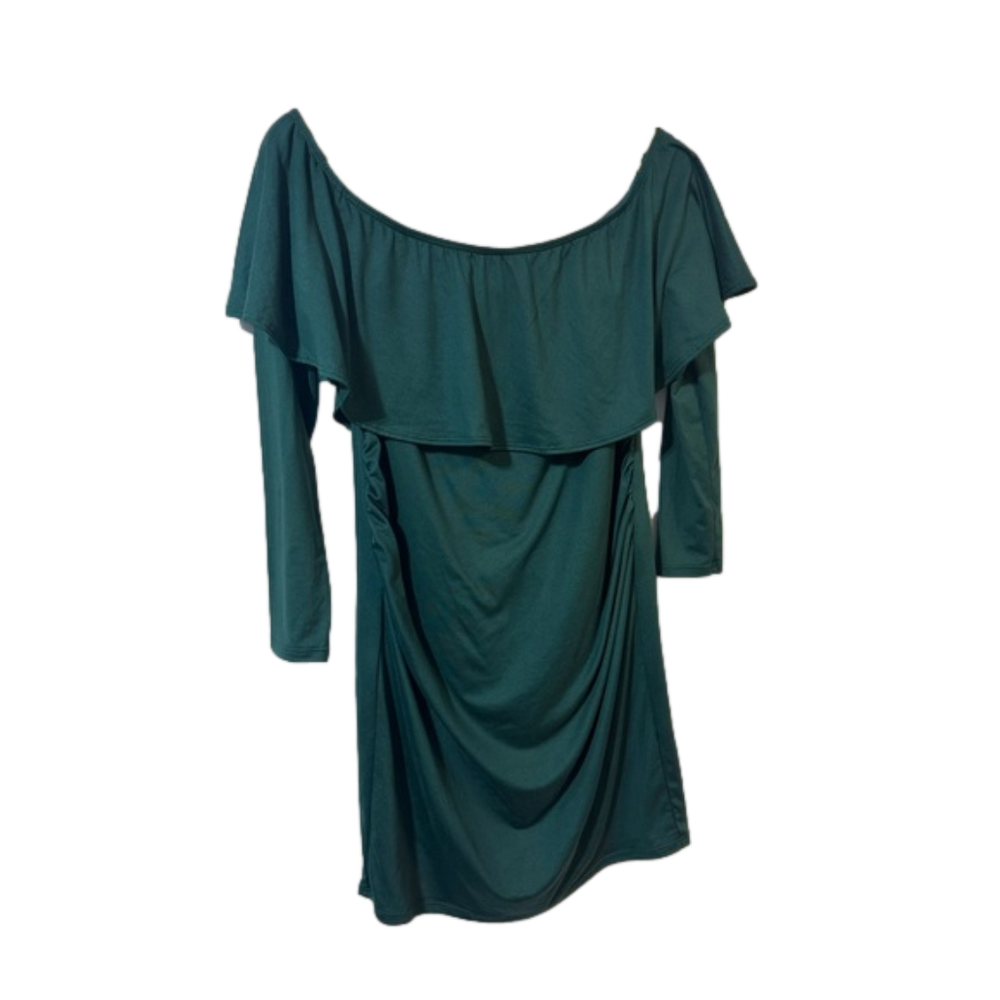 Emerald/forest green pinkblush msternity off the shoulder l/s photoshoot dress